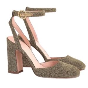 JCrew gold glitter shoe. 4.5 inch heel. Size 7.5.